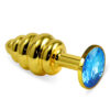 Rosebud Spiral Metal Anal Plug (Gold) Red-Blue or Pink