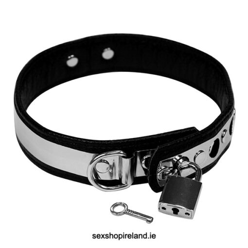 Leather Collar with Metal Padlock