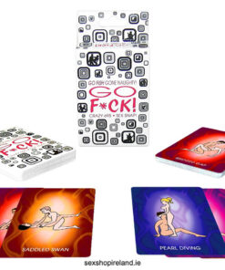 Go F*ck! includes 52 game cards and rules for 3 variations on popular card games. There are 4 suits and 13 different sex positions.